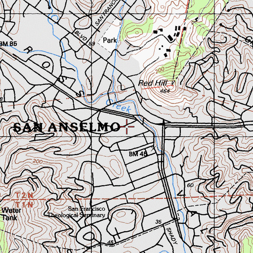 Topographic Map of Ross Valley Fire Department Station 19 Headquarters, CA