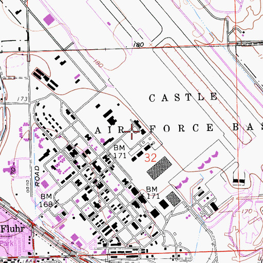 Topographic Map of Merced County Fire Department Station 62 Castle, CA
