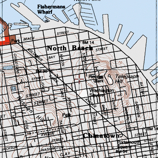 Topographic Map of San Francisco Fire Department Station 28, CA
