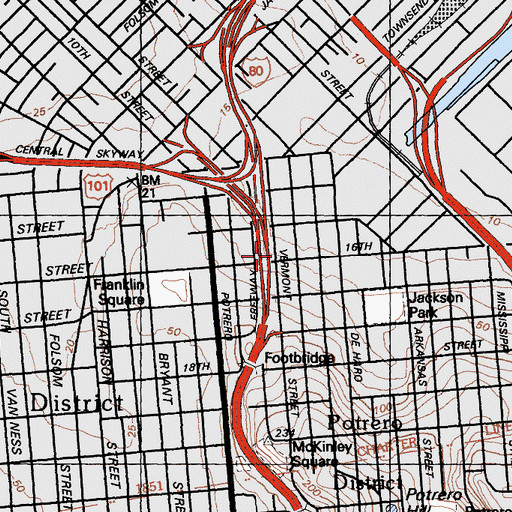Topographic Map of San Francisco Fire Department Station 29, CA
