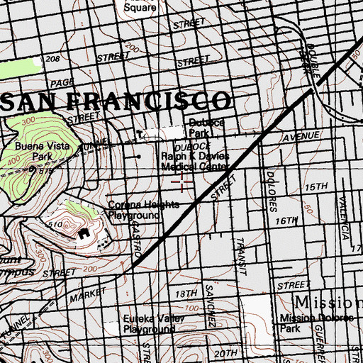 Topographic Map of San Francisco Fire Department Station 6, CA