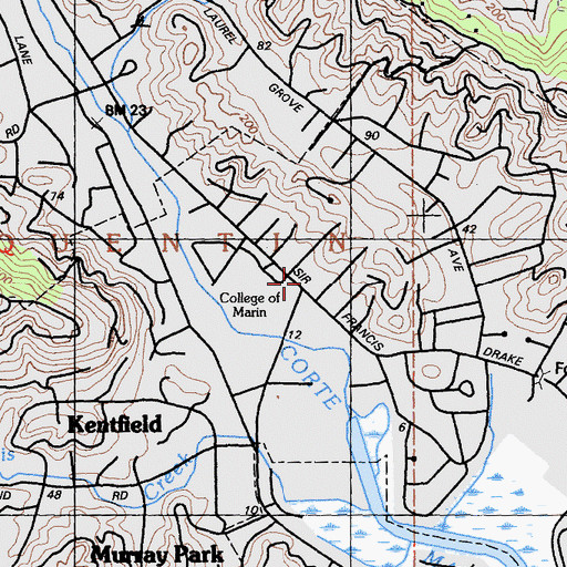 Topographic Map of Kentfield Fire Protection District, CA