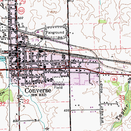 Topographic Map of Converse Volunteer Fire Company, IN