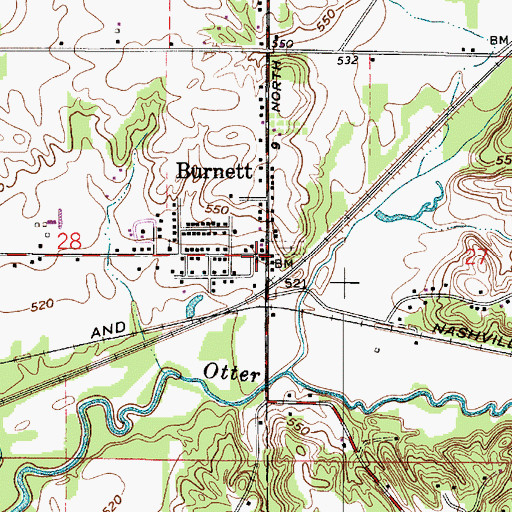 Topographic Map of Otter Creek Township Fire Department Station 3 Burnett, IN