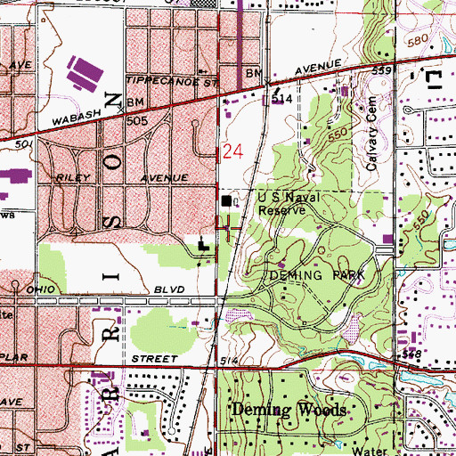 Topographic Map of Terre Haute Fire Department Station 8, IN