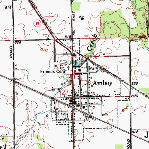 Topographic Map of Amboy Volunteer Fire Company, IN