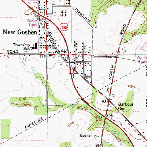 Topographic Map of New Goshen Fire and Rescue, IN