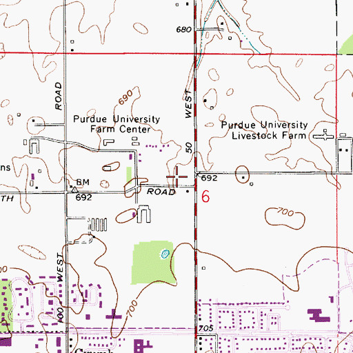 Topographic Map of West Lafayette Fire Department Station 3, IN