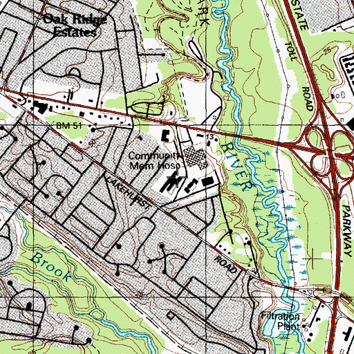 Topographic Map of Healthsouth Rehabilitation Hospital of Toms River, NJ