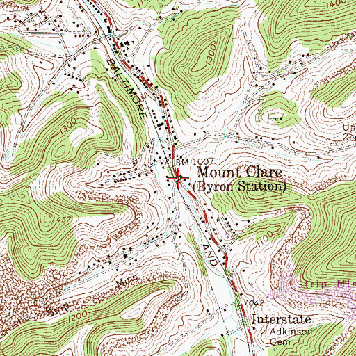 Topographic Map of Mount Clare, WV