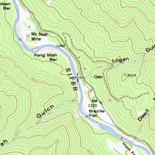 Topographic Map of Logan Gulch, CA