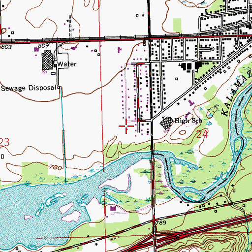 Topographic Map of Galesburg Baptist Church, MI
