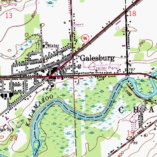 Topographic Map of Galesburgh Memorial Museum, MI