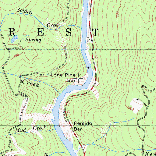 Topographic Map of Lone Pine Bar, CA