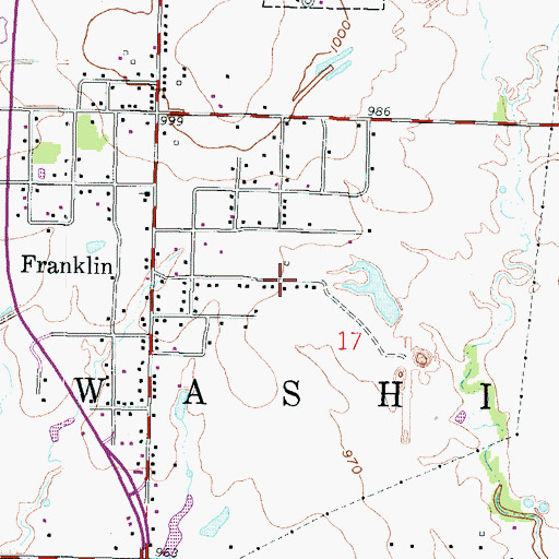 Topographic Map of Franklin Census Designated Place, KS