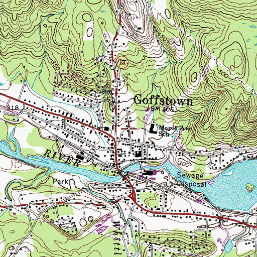 Topographic Map of Goffstown Census Designated Place, NH
