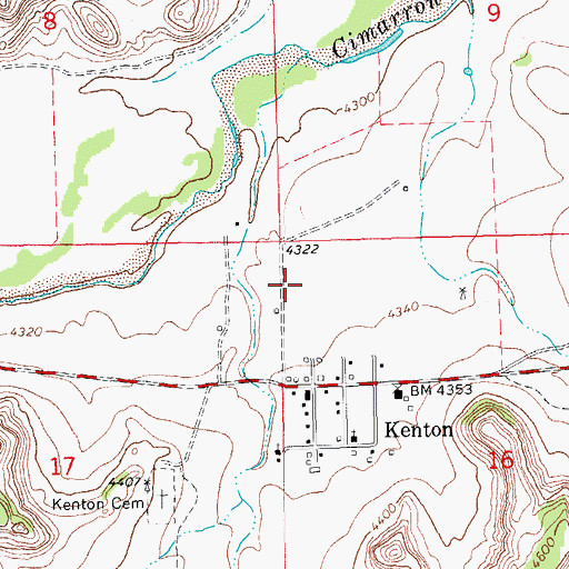 Topographic Map of Kenton Census Designated Place, OK