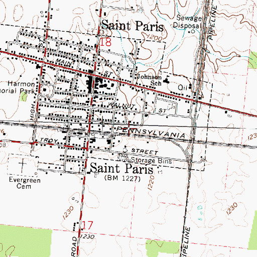 Topographic Map of Paris Court East, OH