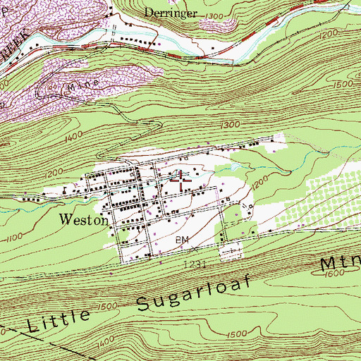 Topographic Map of Weston Census Designated Place, PA