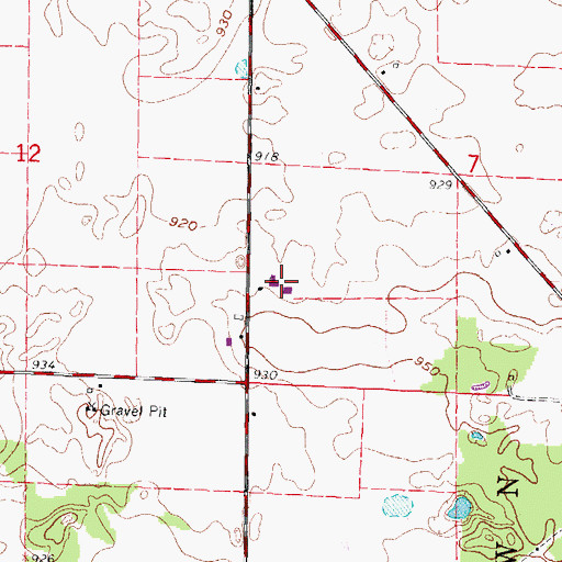 Topographic Map of O'Leary Farms, WI