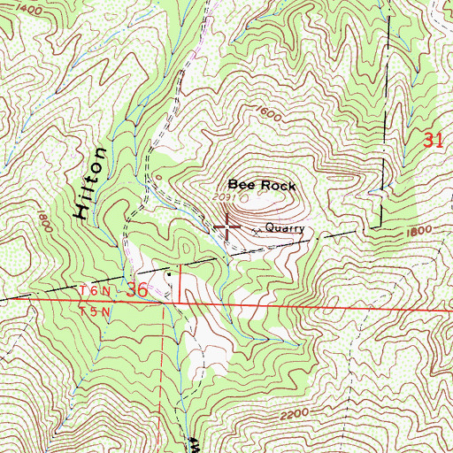 Topographic Map of Bee Rock Quarry, CA