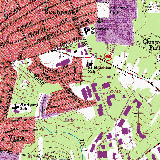 Topographic Map of Lanham Census Designated Place, MD