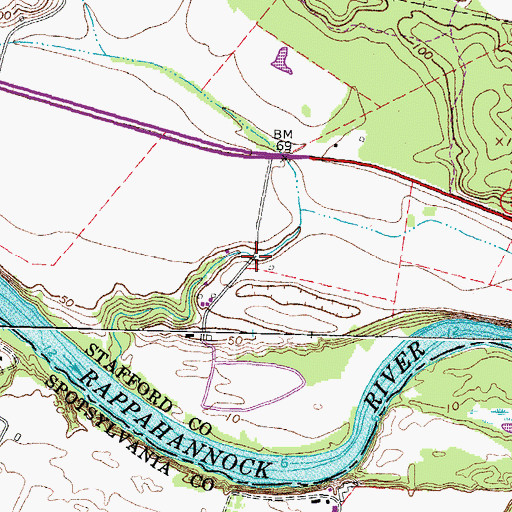 Topographic Map of Fredericksburg Sand and Gravel Pit, VA