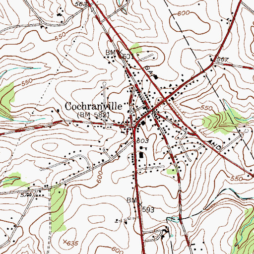 Topographic Map of Cochranville Census Designated Place, PA