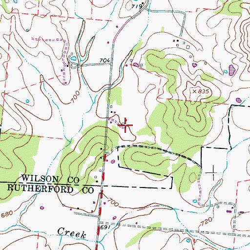 Topographic Map of Green Valley Dairy Farms, TN