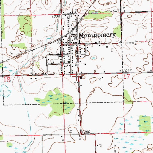 Topographic Map of Montgomery Fire Department Station 7, MI