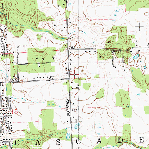 Topographic Map of Cascade Charter Township Fire Department Station 2, MI