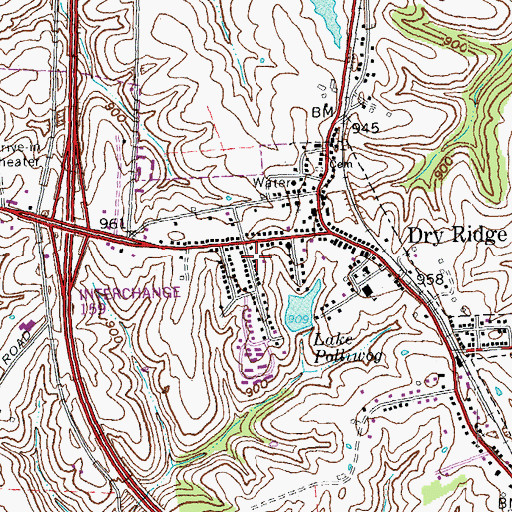 Topographic Map of Dry Ridge Fire Department, KY