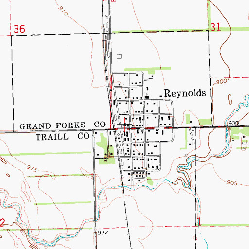 Topographic Map of Reynolds Fire and Rescue Station, ND