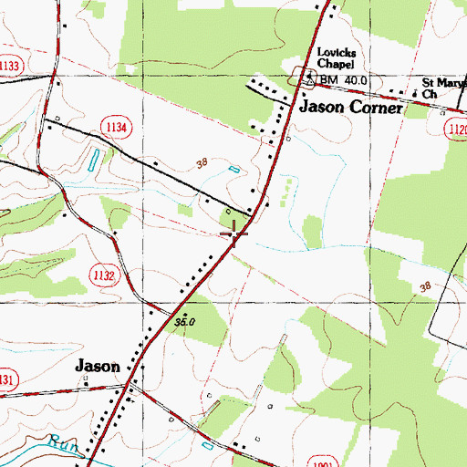 Topographic Map of Jason Rural Fire Association, NC