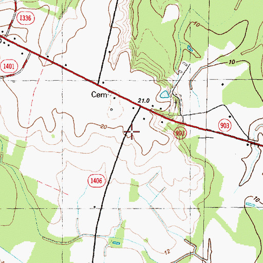 Topographic Map of Scuffleton Rural Fire Association, NC