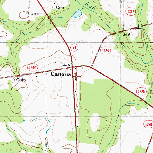 Topographic Map of Castoria Fire Department and Emergency Medical Services, NC