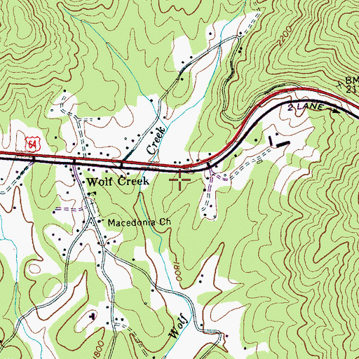 Topographic Map of Wolf Creek Fire Department, NC