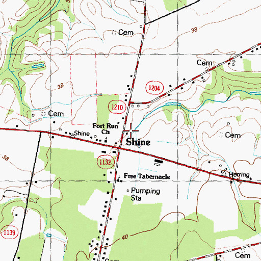 Topographic Map of Shine Rural Fire and Rescue Association, NC