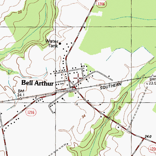 Topographic Map of Bell Arthur Volunteer Fire Department, NC
