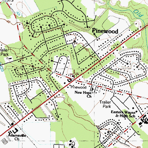 Topographic Map of Pinewood Volunteer Fire Department, NC