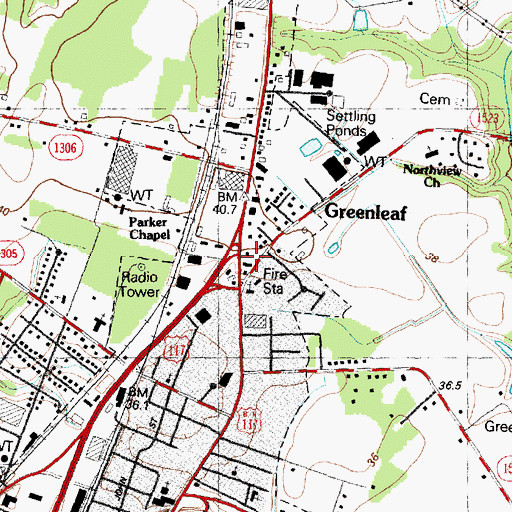 Topographic Map of Goldsboro Fire Department Station 3, NC