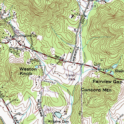 Topographic Map of Skyland Fire and Rescue District 3, NC