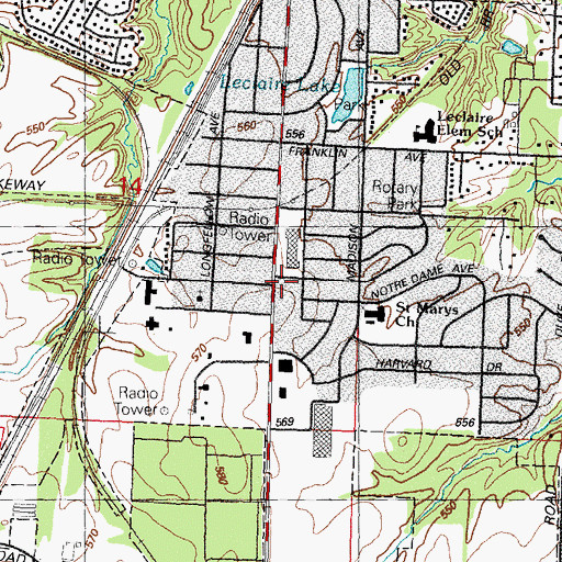 Topographic Map of Edwardsville Fire Department Station 2, IL