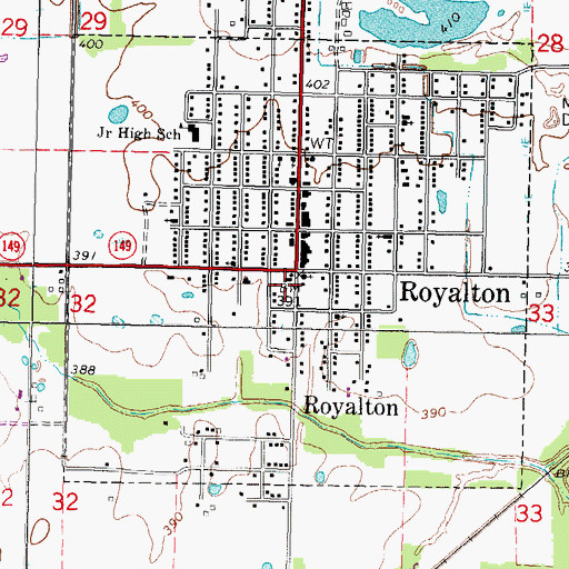 Topographic Map of Royalton Volunteer Fire Department, IL