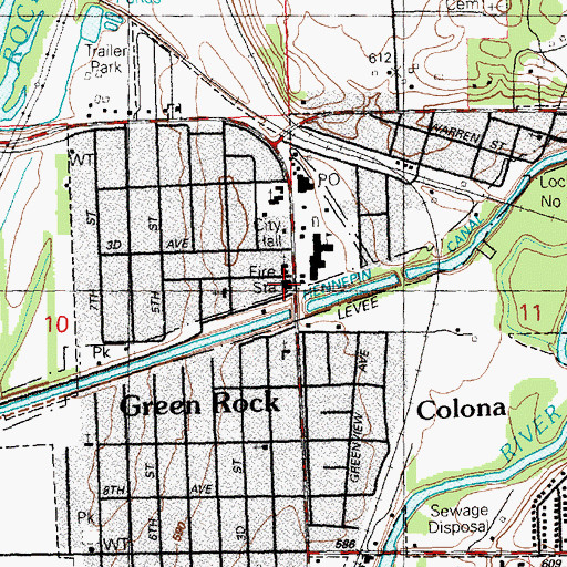 Topographic Map of Colona Community Fire Protection District, IL