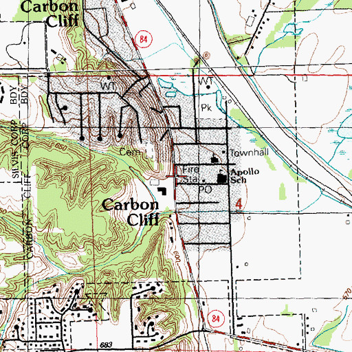 Topographic Map of Carbon Cliff Volunteer Fire Protection District, IL