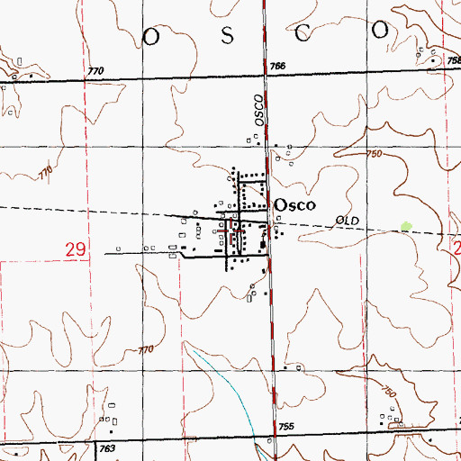 Topographic Map of Osco Community Fire Protection District, IL