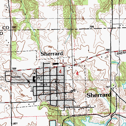 Topographic Map of Sherrard Fire Protection District, IL