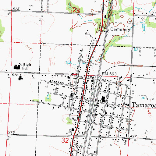 Topographic Map of Tamaroa Community Fire Protection District, IL