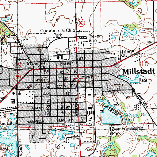 Topographic Map of Millstadt Fire Department, IL